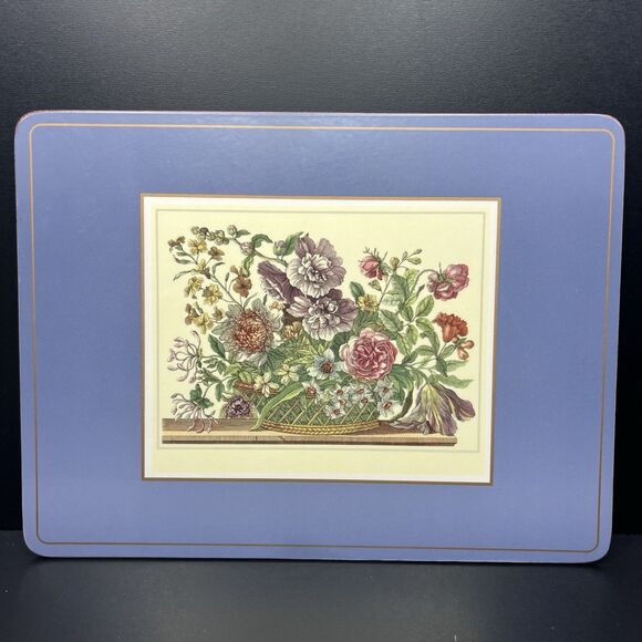 Pimpernel DeLuxe Placemats Set of 6 Floral Arrangement Cork Backed Vtg England - Picture 7 of 13